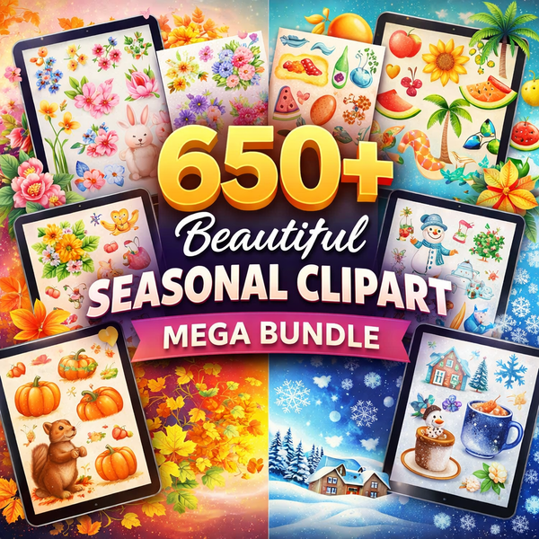 650+ Beautiful Seasonal Clipart Mega Bundle