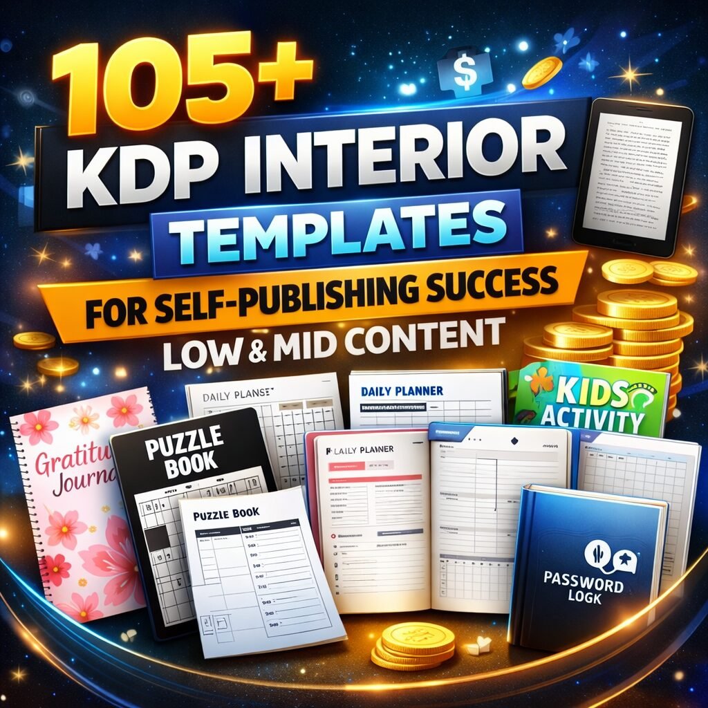 105+ KDP Interior Templates Bundle – Editable Low & Mid Content Books for Self-Publishing Success