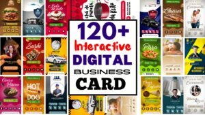 120 Interactive Digital Business Card Bundle Pack, Textable Cards, Office, School, Personal, Business, Food, Personal Modern Business Card
