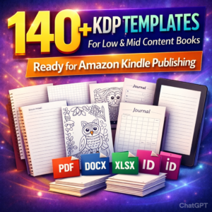 140+ KDP Templates Bundle – Low & Mid Content Books Ready for Amazon Kindle Direct Publishing