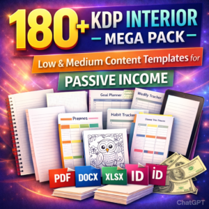 180+ KDP Interior Mega Pack – Low & Medium Content Templates for Passive Income