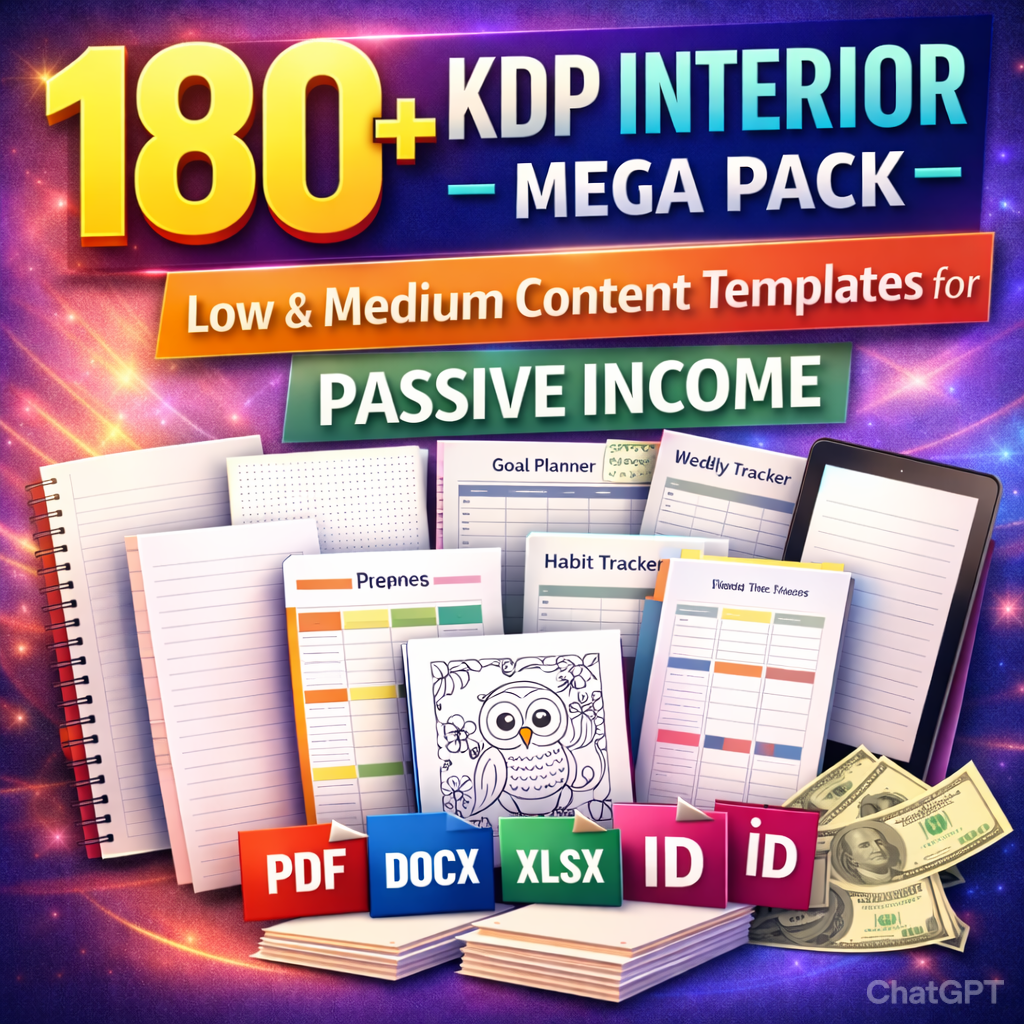 180+ KDP Interior Mega Pack – Low & Medium Content Templates for Passive Income