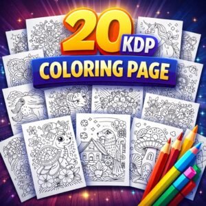 20 KDP Coloring Pages Bundle – Ready-to-Use Printable Coloring Book Pages for Amazon KDP & Commercial Use