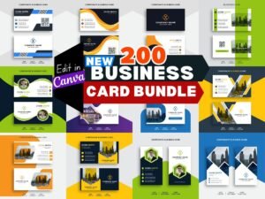 200+ Editable Business Cards Templates Bundle Pack 2023, business card Pack with social icons included, available for instant download.