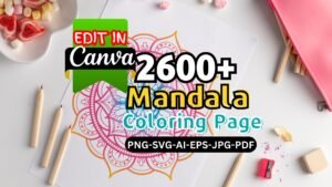 2600+ Mandala coloring pages bundle for Amazon KDP - Canva Edit - Mandala Coloring Pages Bundle for Adults and Kids
