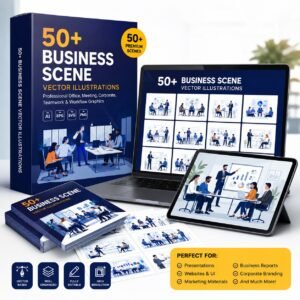 50+ Business Scene Vector Illustrations – Professional Office, Meeting, Corporate, Teamwork & Workflow Graphics for Presentations, Websites & Marketing