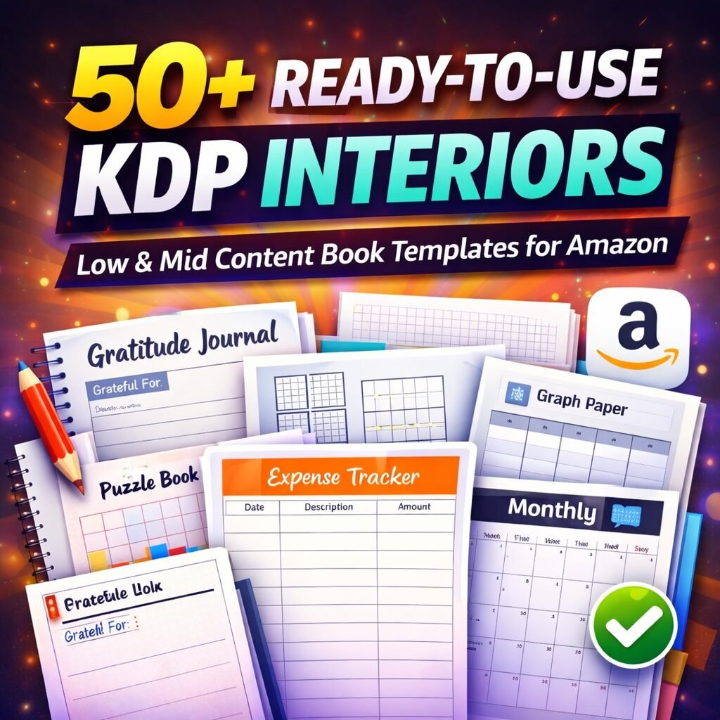 50+ Ready-to-Use KDP Interiors – Low & Mid Content Book Templates for Amazon KDP Self-Publishing