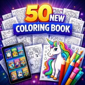 50 New Coloring Book Pages Bundle – Printable KDP Coloring Pages for Kids & Adults | Ready-to-Publish Interiors