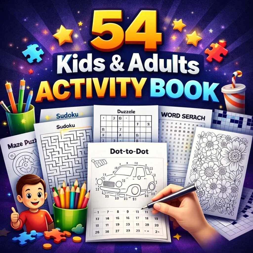 54 Kids & Adults Activity Book Bundle – Printable Activity Pages for KDP, Homeschool, Classrooms & Creative Learning