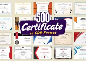 500 Editable Certificate Designs in CDR Format – Professional & Print-Ready Bundle