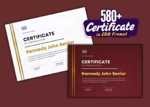 580+ Editable Certificate Designs in CDR Format – Professional & Print-Ready Bundle