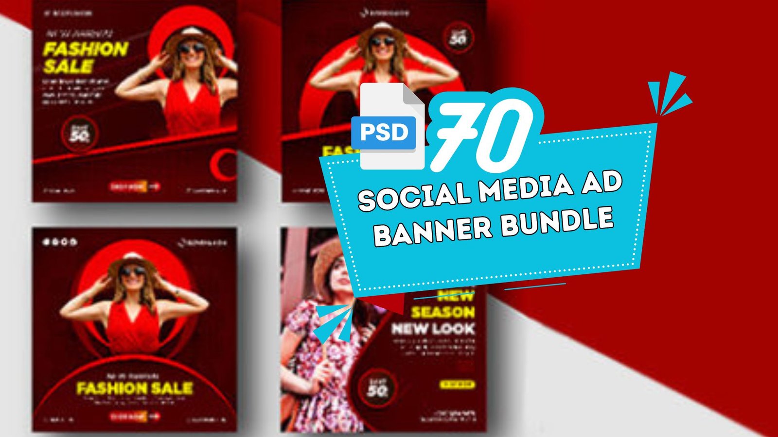 70+ Social Media Ad Banner Templates Bundle | Editable PSD Designs for Instagram, Facebook & More