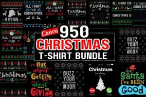 950 Christmas T-Shirt Design Bundle For Canva | Christmas Editable Tshirt Design For Your Print On Demand Business