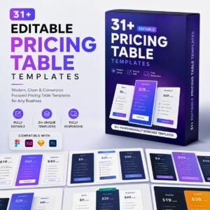 31+ Editable Pricing Table Templates | Modern & Clean Designs for Websites, SaaS, and Landing Pages