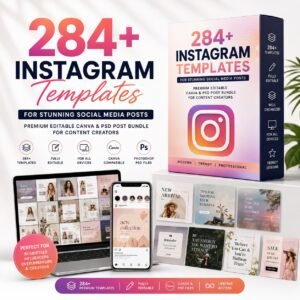 284+ Instagram Templates for Stunning Social Media Posts | Premium Editable Canva & PSD Post Bundle for Content Creators