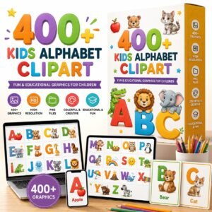 400+ Kids Alphabet Clipart Bundle | Fun & Educational ABC PNG Graphics for Teachers, Homeschool, Crafts & Classroom Projects
